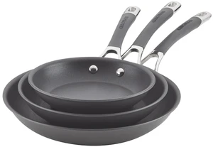Radiance Hard Anodized Nonstick Frying Pan Set, 3-Piece, Gray | Nonstick frying pan set - 8.5", 10" & 12.25" pans, oven safe 400°F, dishwasher safe, dual-riveted stainless steel handles Radiance Hard Anodized Nonstick Frying Pan Set, 3-Piece, Gray | Nonstick frying pan set - 8.5", 10" & 12.25" pans, oven safe 400°F, dishwasher safe, dual-riveted stainless steel handles