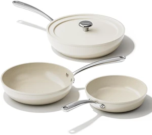 Ceramic Non Stick Frying Pans Set Nonstick Skillets 8/9.5/11 Inch | 4-Piece Ceramic Cookware Set with Lid PFAS-free Non Toxic Saute Pan, Chef-Grade Cooking Pan Oven Safe Skillet Induction-Ready Ceramic Non Stick Frying Pans Set Nonstick Skillets 8/9.5/11 Inch | 4-Piece Ceramic Cookware Set with Lid PFAS-free Non Toxic Saute Pan, Chef-Grade Cooking Pan Oven Safe Skillet Induction-Ready