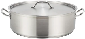 Winco 15 qt Stainless Steel Brazier Pan with Lid | Flat bottom, Wide base, Riveted handles, Induction safe, Great for Braising, Simmering, Batch Cooking and Restaurant Kitchens Winco 15 qt Stainless Steel Brazier Pan with Lid | Flat bottom, Wide base, Riveted handles, Induction safe, Great for Braising, Simmering, Batch Cooking and Restaurant Kitchens
