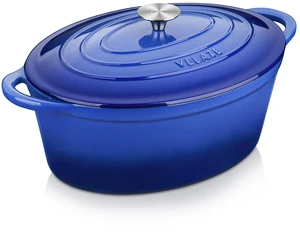 7.5 QT Oval Enameled Cast Iron Dutch Oven Pot with Lid,Blue | Whole Chicken Friendly,for Cooking,Frying, Stewing,Bread Baking,and Roasting,Oven Safe,Dual Handles,Non-Stick Coating 7.5 QT Oval Enameled Cast Iron Dutch Oven Pot with Lid,Blue | Whole Chicken Friendly,for Cooking,Frying, Stewing,Bread Baking,and Roasting,Oven Safe,Dual Handles,Non-Stick Coating