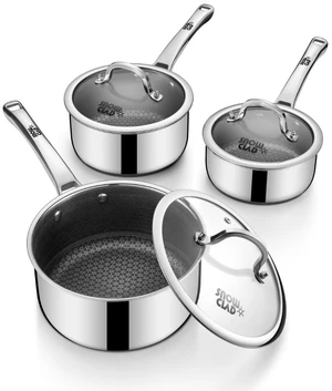 Sauce pan with lid,1.5 Quart & 2.5 Quart & 3.5 Quart Hybrid Nonstick Sauce pans set, Stainless Steel Butter Warmer cookware,non stick Pots PFOA Free, Ceramic and Gas Cooktops Sauce pan with lid,1.5 Quart & 2.5 Quart & 3.5 Quart Hybrid Nonstick Sauce pans set, Stainless Steel Butter Warmer cookware,non stick Pots PFOA Free, Ceramic and Gas Cooktops