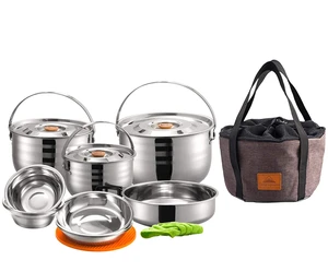 CAMPINGMOON 16PCS Camping Cookware Set Stainless Steel Outdoor Nesting Cooking Mess Kit Pots Pans Bowls with Storage Carrying Tote Bag MC240 CAMPINGMOON 16PCS Camping Cookware Set Stainless Steel Outdoor Nesting Cooking Mess Kit Pots Pans Bowls with Storage Carrying Tote Bag MC240