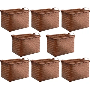 Handwoven Clothes Basket Laundry Hampers Large Wicker Storage Baskets for Shelves Blankets Closet Storage Bins Car Bedroom Bathroom Organizers and Storage Bath (8, Brown) Handwoven Clothes Basket Laundry Hampers Large Wicker Storage Baskets for Shelves Blankets Closet Storage Bins Car Bedroom Bathroom Organizers and Storage Bath (8, Brown)