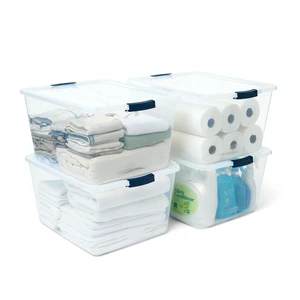 Cleverstore 71 Qt Clear Storage Bins with Lids, 4-Pack, Stackable, BPA-Free, Made in USA Cleverstore 71 Qt Clear Storage Bins with Lids, 4-Pack, Stackable, BPA-Free, Made in USA
