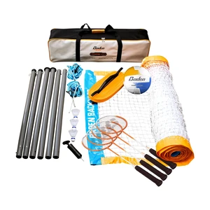Champions Volleyball/Badminton Portable Combo Set Orange/Blue Official Size 32 ft Wide Net + 4 Raquets + 3 Birdies + Boundary + Volleyball + Pump + Carry Bag Champions Volleyball/Badminton Portable Combo Set Orange/Blue Official Size 32 ft Wide Net + 4 Raquets + 3 Birdies + Boundary + Volleyball + Pump + Carry Bag