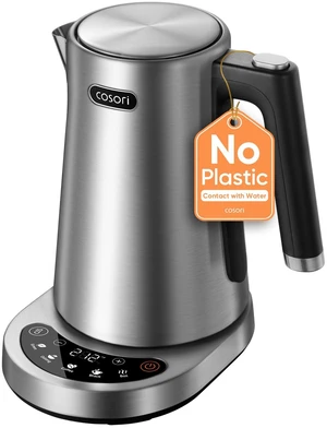 Stainless Steel Electric Kettle with Temperature Control, 1.7L | No Plastic Contact with Water, 5 Presets, ±5°F Temp Control, 60-Min Keep Warm, Dual Lid Opening, Tea, Coffee & Hot Water Stainless Steel Electric Kettle with Temperature Control, 1.7L | No Plastic Contact with Water, 5 Presets, ±5°F Temp Control, 60-Min Keep Warm, Dual Lid Opening, Tea, Coffee & Hot Water