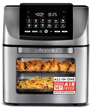 Air Fryer - 14 Qt Rotisserie Oven with Window, Stainless Steel | Digital Display, 12 Presets, Air Fry, Dehydrate, Adjustable Temperature, Dishwasher Safe Baskets, Includes Rotisserie Tools Air Fryer - 14 Qt Rotisserie Oven with Window, Stainless Steel | Digital Display, 12 Presets, Air Fry, Dehydrate, Adjustable Temperature, Dishwasher Safe Baskets, Includes Rotisserie Tools