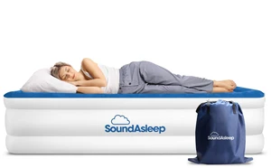 SoundAsleep Dream Series Raised Twin Air Mattress, Built-in Pump, Blue | ComfortCoil Technology, fast 1-click inflation, waterproof flocked top and SureGrip bottom create a stable guest bed for one SoundAsleep Dream Series Raised Twin Air Mattress, Built-in Pump, Blue | ComfortCoil Technology, fast 1-click inflation, waterproof flocked top and SureGrip bottom create a stable guest bed for one