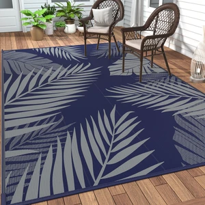 Outdoor Rug, Waterproof Plastic Rugs 10'x14' for Camping Blue Grey | Outside Large Leaf Carpet Mat for Porch Decor, Deck, Camping, RV, Backyard, Balcony, Picnic, Beach, Reversible, Foldable Outdoor Rug, Waterproof Plastic Rugs 10'x14' for Camping Blue Grey | Outside Large Leaf Carpet Mat for Porch Decor, Deck, Camping, RV, Backyard, Balcony, Picnic, Beach, Reversible, Foldable