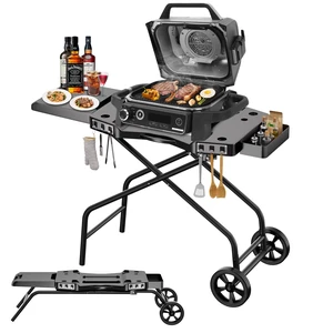 Foldable Grill Table Stand for Ninja Woodfire Grill, Blackstone 22" | Portable Camping Table for Ninja Woodfire OG700,OG701,OG705,OG750,OG751,OO101,with 2 Wheels,Side Table&Storage Basket Foldable Grill Table Stand for Ninja Woodfire Grill, Blackstone 22" | Portable Camping Table for Ninja Woodfire OG700,OG701,OG705,OG750,OG751,OO101,with 2 Wheels,Side Table&Storage Basket