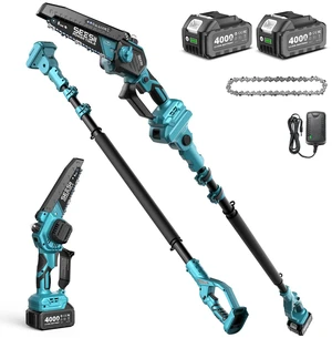 2-in-1 Electric Pole Saws for Tree Trimming, Brushless Motor | 2 x 4000mAh Batteries,Hand Held Mini Chainsaw Cordless 6 Inch with Extension Pole for Tree Limb Branch Cutter 2-in-1 Electric Pole Saws for Tree Trimming, Brushless Motor | 2 x 4000mAh Batteries,Hand Held Mini Chainsaw Cordless 6 Inch with Extension Pole for Tree Limb Branch Cutter