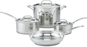Chef's Classic Stainless Steel Pots and Pans Set, 7 pc, 77-7P1 | Induction cookware compatible with all stovetops, tri-ply base, cool-grip handles, nontoxic cookware set, oven safe 550°F Chef's Classic Stainless Steel Pots and Pans Set, 7 pc, 77-7P1 | Induction cookware compatible with all stovetops, tri-ply base, cool-grip handles, nontoxic cookware set, oven safe 550°F