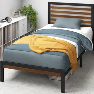 Kai Bamboo and Metal Platform Bed Frame, Sturdy Steel Frame, Twin | No Box Spring Needed, Sustainable Bamboo Headboard, Holds Up to 1,100 lbs, Modern Industrial Design, Easy One Box Assembly Kai Bamboo and Metal Platform Bed Frame, Sturdy Steel Frame, Twin | No Box Spring Needed, Sustainable Bamboo Headboard, Holds Up to 1,100 lbs, Modern Industrial Design, Easy One Box Assembly