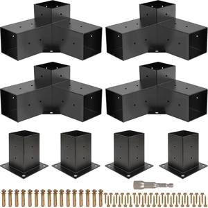 Pergola Kit, Pergola Brackets 3-Way Right Angle Corner Bracket Woodworks DIY Post Base Kit, Wooden Beams for Gazebos Patio Pergolas Log Cabin Pergola Kit, Pergola Brackets 3-Way Right Angle Corner Bracket Woodworks DIY Post Base Kit, Wooden Beams for Gazebos Patio Pergolas Log Cabin