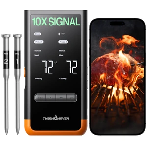 Sub-1G Wireless Meat Thermometer, 2 Probes WiFi Thermometer | 3000FT Open Range, Smart App + Base Control, 6 Sensor NIST ±0.5°F Accuracy, BBQ Smoker Grill Oven, Brisket Steak Turkey Pork Sub-1G Wireless Meat Thermometer, 2 Probes WiFi Thermometer | 3000FT Open Range, Smart App + Base Control, 6 Sensor NIST ±0.5°F Accuracy, BBQ Smoker Grill Oven, Brisket Steak Turkey Pork