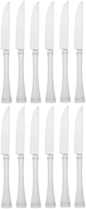 Portola Steak Knives Silverware Set for 12, Flatware | 18/10 stainless steel, dishwasher safe | set for 12 | elegant flatware gift for entertaining, housewarming gift Portola Steak Knives Silverware Set for 12, Flatware | 18/10 stainless steel, dishwasher safe | set for 12 | elegant flatware gift for entertaining, housewarming gift