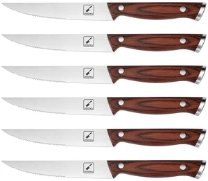 Steak Knives Set of 6, Japanese HC Steel, 5" Serrated, Gift Box | Premium Serrated Steak Knife Set with Ergonomic Handle, Home Essential, Perfect Gifts for Women and Men, Restaurant Use Steak Knives Set of 6, Japanese HC Steel, 5" Serrated, Gift Box | Premium Serrated Steak Knife Set with Ergonomic Handle, Home Essential, Perfect Gifts for Women and Men, Restaurant Use