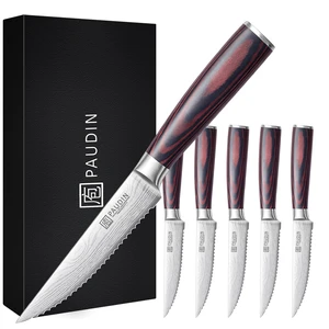 Steak Knives, Steak Knives Set of 6, Serrated Steak Knife 4.5 Inch | Ultra Sharp High Carbon Stainless Steel Steak Knife Set with Pakkawood Handle, Ideal Gifts Steak Knives, Steak Knives Set of 6, Serrated Steak Knife 4.5 Inch | Ultra Sharp High Carbon Stainless Steel Steak Knife Set with Pakkawood Handle, Ideal Gifts