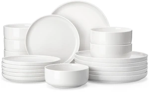 18 Pcs Porcelain Plates and Bowls Sets,Dinnerware Set for 6,White | Modern Ceramic Dishware,Kitchen Dining Ware,Microwave and Dishwasher Safe,Simple Solid White Design,Series LUNA 18 Pcs Porcelain Plates and Bowls Sets,Dinnerware Set for 6,White | Modern Ceramic Dishware,Kitchen Dining Ware,Microwave and Dishwasher Safe,Simple Solid White Design,Series LUNA