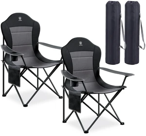 Folding Camping Chair with High Back Padded 2 Pack Oversized Portable Lawn Chairs Lightweight Sturdy Steel Foldable Outdoor Camp Chair for Adults, Black Folding Camping Chair with High Back Padded 2 Pack Oversized Portable Lawn Chairs Lightweight Sturdy Steel Foldable Outdoor Camp Chair for Adults, Black