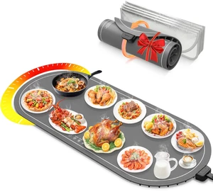 Food Warming Mats for Countertop,Extra Large Silicone Mat,Gray | 36"x15" Electric Heating Pad,Roll Up Warming Trays for Buffets Party,House Warming Gifts New Home,Practical Birthday Gift Food Warming Mats for Countertop,Extra Large Silicone Mat,Gray | 36"x15" Electric Heating Pad,Roll Up Warming Trays for Buffets Party,House Warming Gifts New Home,Practical Birthday Gift