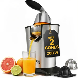 Electric citrus juicer with high juice yield | Orange juicer squeezer 200W + 2 cones I Exprimidor de limones electrico Small juicers machine mini for citrus lemon Esprimidoras naranjas jugo Electric citrus juicer with high juice yield | Orange juicer squeezer 200W + 2 cones I Exprimidor de limones electrico Small juicers machine mini for citrus lemon Esprimidoras naranjas jugo
