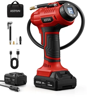Cordless Tire Inflator Portable Air Compressor 160PSI 12VDC Battery | Dual Power Supply Auto Shut-Off Digital Pressure Gauge Fast Inflation Air Pump for Cars Motorcycles Bikes Ball Gift Red Cordless Tire Inflator Portable Air Compressor 160PSI 12VDC Battery | Dual Power Supply Auto Shut-Off Digital Pressure Gauge Fast Inflation Air Pump for Cars Motorcycles Bikes Ball Gift Red