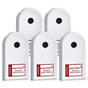 Leak Alert Water Leak Detector, Loud 90 dB Water Alarm, 5 Pack | Detect leaks before costly water damage near water heaters, sinks, appliances and plumbing fixtures; no setup required Leak Alert Water Leak Detector, Loud 90 dB Water Alarm, 5 Pack | Detect leaks before costly water damage near water heaters, sinks, appliances and plumbing fixtures; no setup required