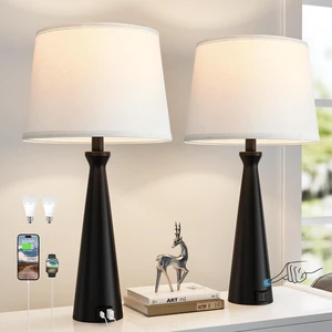 Modern Touch Lamps for Nightstand, 3 Way Dimmable Bedroom Lamp Set of 2 | USB C+A Charging Ports, Black Bedside Lamps for Bedroom, Living Room, End Table, Bed Side, LED Bulb Included Modern Touch Lamps for Nightstand, 3 Way Dimmable Bedroom Lamp Set of 2 | USB C+A Charging Ports, Black Bedside Lamps for Bedroom, Living Room, End Table, Bed Side, LED Bulb Included