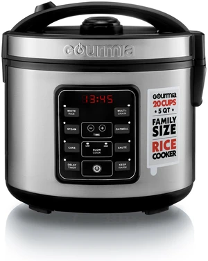 Rice Cooker 10 Cup Uncooked / 20 Cup Cooked, Stainless Steel | 5 Qt Multicooker, 7 Cooking Functions with Digital Controls, Keep Warm, Nonstick Ceramic Pot, Steam Tray & Measuring Cup Rice Cooker 10 Cup Uncooked / 20 Cup Cooked, Stainless Steel | 5 Qt Multicooker, 7 Cooking Functions with Digital Controls, Keep Warm, Nonstick Ceramic Pot, Steam Tray & Measuring Cup