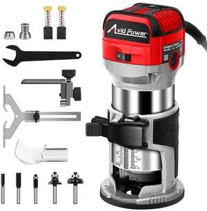 6.5 Amp 1.25 HP Compact Router Tools for Woodworking, Fixed Base Wood Router with Trim Router Bits, 6 Variable Speeds, Edge Guide, Roller Guide, Dust Hood (Red, 65mm) 6.5 Amp 1.25 HP Compact Router Tools for Woodworking, Fixed Base Wood Router with Trim Router Bits, 6 Variable Speeds, Edge Guide, Roller Guide, Dust Hood (Red, 65mm)