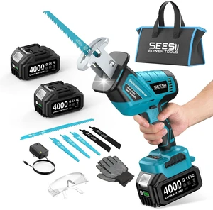 Reciprocating Saw Cordless with 2 x 4.0Ah Batteries and 6 Saw Blades | Variable Speed 3500 RPM Brushless Motor with LED Light, ToolFree Blade Change, Portable for Wood PVC Cutting Reciprocating Saw Cordless with 2 x 4.0Ah Batteries and 6 Saw Blades | Variable Speed 3500 RPM Brushless Motor with LED Light, ToolFree Blade Change, Portable for Wood PVC Cutting