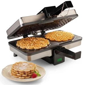 Pizzelle Maker, Non-Stick Electric Baker, Make Two 5-Inch Cookies | Press with Even Heating Plates, Must Have Party Baking Supplies, Italian Dessert Treat Making with Recipe Guide- Gift for Her Pizzelle Maker, Non-Stick Electric Baker, Make Two 5-Inch Cookies | Press with Even Heating Plates, Must Have Party Baking Supplies, Italian Dessert Treat Making with Recipe Guide- Gift for Her