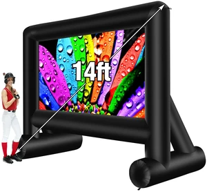 14 FT Inflatable Projector Screen, 16:9 One-Piece Blow Up Movie Screen with Front and Rear Projection, Air Blower and Carry Bag for Outdoor Backyard Movie Nights, Camping and Parties 14 FT Inflatable Projector Screen, 16:9 One-Piece Blow Up Movie Screen with Front and Rear Projection, Air Blower and Carry Bag for Outdoor Backyard Movie Nights, Camping and Parties