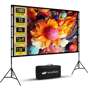 120inch Projector Screen and Stand Indoor Outdoor Movie Screen | Portable Washable Foldable Wrinkle-Free 16:9 4K HD Rear Front Projection with Carry Bag for Home Theater Backyard Watch Party 120inch Projector Screen and Stand Indoor Outdoor Movie Screen | Portable Washable Foldable Wrinkle-Free 16:9 4K HD Rear Front Projection with Carry Bag for Home Theater Backyard Watch Party