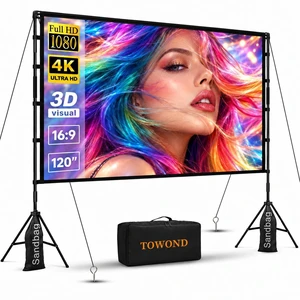 120 inch Projector Screen with Stand, 4K HD 16:9 Foldable Anti-Crease Indoor Outdoor Movie Screen, Portable Projection Screen for Backyard Theater, Camping, and Sports Viewing Parties 120 inch Projector Screen with Stand, 4K HD 16:9 Foldable Anti-Crease Indoor Outdoor Movie Screen, Portable Projection Screen for Backyard Theater, Camping, and Sports Viewing Parties