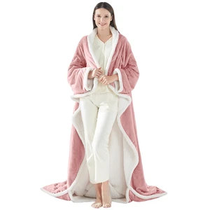 Wearable Electric Blanket with Foot Pocket, 50"x70"+18", Pink | Heated Snuggle Blanket with Sleeves, Reversible Flannel to Sherpa, 6 Heating Settings, 2-10 Hours Auto Shut Off During Winter Wearable Electric Blanket with Foot Pocket, 50"x70"+18", Pink | Heated Snuggle Blanket with Sleeves, Reversible Flannel to Sherpa, 6 Heating Settings, 2-10 Hours Auto Shut Off During Winter