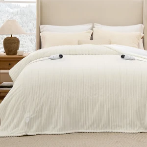 Ribbed Electric Blanket King, Coconut White Heated Blanket, Preheat | Fast Heating, Dual Control, 6 Heat & 6 Timer (Up to 10H) Settings, 8 Hours Auto-Off, ETL & FCC, Gifts for Grandma, 90"x100" Ribbed Electric Blanket King, Coconut White Heated Blanket, Preheat | Fast Heating, Dual Control, 6 Heat & 6 Timer (Up to 10H) Settings, 8 Hours Auto-Off, ETL & FCC, Gifts for Grandma, 90"x100"