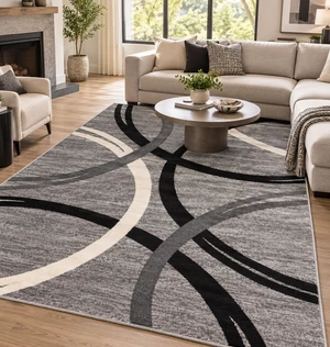 Wavy Circles Fade-Resistant Living Room Area Rug Gray 5'3" x 7'3" | Rectangular, Size 5'3" x 7'3", Bedroom, Dining Room, Home Office, Kitchen, Entryway, Hallway, Nursery, Kids Room, Guest Room Wavy Circles Fade-Resistant Living Room Area Rug Gray 5'3" x 7'3" | Rectangular, Size 5'3" x 7'3", Bedroom, Dining Room, Home Office, Kitchen, Entryway, Hallway, Nursery, Kids Room, Guest Room