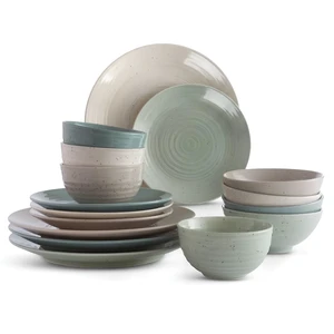 Siterra Artist's Blend 16-Piece Stoneware Dinnerware Set for 4, Green, Cream & White Glossy Dishes with Speckles, Ceramic Plates and Bowls Sets for Everyday Dining, Microwave & Dishwasher Safe Siterra Artist's Blend 16-Piece Stoneware Dinnerware Set for 4, Green, Cream & White Glossy Dishes with Speckles, Ceramic Plates and Bowls Sets for Everyday Dining, Microwave & Dishwasher Safe