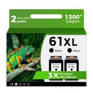 61XL Black Ink Cartridge Compatible for HP Ink 61 XL HP61 HP61XL 5530 4500 | Replacement for 2620 4630 2540 4502 3050 1510 4632 4501 2542 2514 3510 4635 3050a 5535 1000 1010 1512 Printer ( 2-Pack) 61XL Black Ink Cartridge Compatible for HP Ink 61 XL HP61 HP61XL 5530 4500 | Replacement for 2620 4630 2540 4502 3050 1510 4632 4501 2542 2514 3510 4635 3050a 5535 1000 1010 1512 Printer ( 2-Pack)