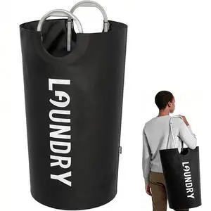 100L Laundry Basket with Tech Handle, 2in1 Large Dirty Clothes Hamper Black | Hand or Shoulder Carry, Collapsible Foldable Bin, Plastic Handle, 600D Oxford with Waterproof PE Coating for Dorm 100L Laundry Basket with Tech Handle, 2in1 Large Dirty Clothes Hamper Black | Hand or Shoulder Carry, Collapsible Foldable Bin, Plastic Handle, 600D Oxford with Waterproof PE Coating for Dorm