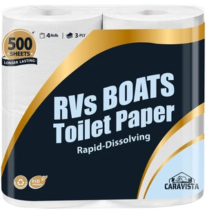 ViewSonic RV Camping Toilet Paper - 4 Rolls Rapid-Dissolve Marine & Trailer Septic Safe Tissue - Biodegradable 3-Ply 500 Sheets Bath Tissue for Marine, Travel, and Camper Systems ViewSonic RV Camping Toilet Paper - 4 Rolls Rapid-Dissolve Marine & Trailer Septic Safe Tissue - Biodegradable 3-Ply 500 Sheets Bath Tissue for Marine, Travel, and Camper Systems