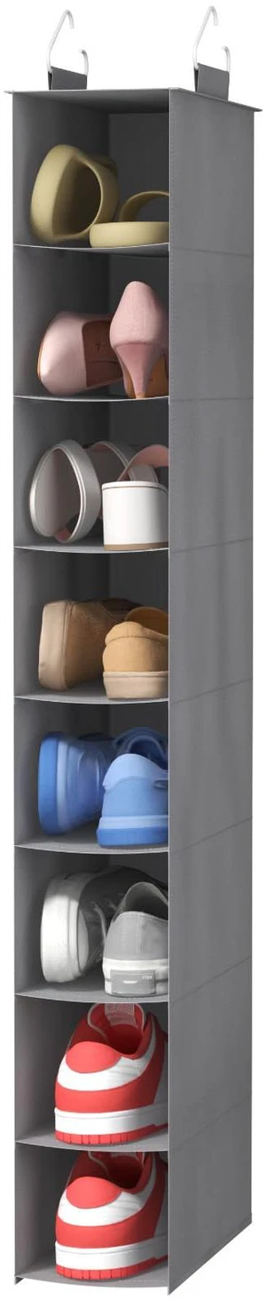 ViewSonic 8 Section Hanging Shoe Storage Organizer for Closet Foldable, Gray | Folding Shoe Racks, Fabric Shoes Storage with Two Hangers, Closet Organizers and Storage for Wardrode, Dorm ViewSonic 8 Section Hanging Shoe Storage Organizer for Closet Foldable, Gray | Folding Shoe Racks, Fabric Shoes Storage with Two Hangers, Closet Organizers and Storage for Wardrode, Dorm