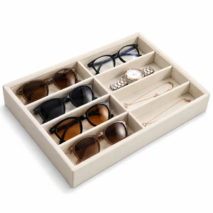 ViewSonic Sunglass Organizer Tray, 8 Slot Velvet Glasses Holder for Eyeglasses, Sunglasses, Jewelry & Watch Display, Men's/Women's Drawer Dresser Vanity Nightstand Storage, Beige ViewSonic Sunglass Organizer Tray, 8 Slot Velvet Glasses Holder for Eyeglasses, Sunglasses, Jewelry & Watch Display, Men's/Women's Drawer Dresser Vanity Nightstand Storage, Beige