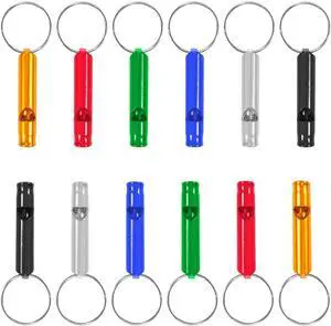 of 12 Extra Loud Whistles for Camping Hiking Hunting Outdoors Sports and Emergency Situations, Sturdy but Light Aluminium Key Chain Signals of 12 Extra Loud Whistles for Camping Hiking Hunting Outdoors Sports and Emergency Situations, Sturdy but Light Aluminium Key Chain Signals