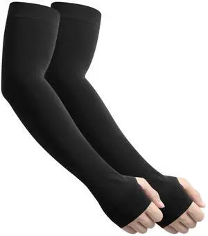 SUXEOTS Cooling Arm Sleeves with Thumb Hole for Men Women, Sun Protection Compression Sports Sleeves for Football Gardening (1 Pair, Black) SUXEOTS Cooling Arm Sleeves with Thumb Hole for Men Women, Sun Protection Compression Sports Sleeves for Football Gardening (1 Pair, Black)