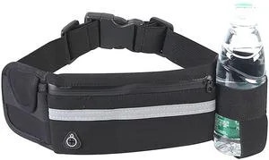 Waist Packs, 7.5 Inch x 3.9 Inch Black Waterproof Rubber 3 Pocket Waist Bag for Sports, Running, Travel and Outdoors (black) Waist Packs, 7.5 Inch x 3.9 Inch Black Waterproof Rubber 3 Pocket Waist Bag for Sports, Running, Travel and Outdoors (black)