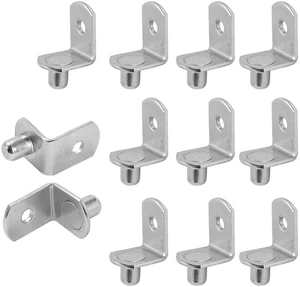 Jamiikury 12pcs L-Shaped Shelf Support Pegs, 1/4 Inch Shelf Bracket Pegs with Hole, Silver Bracket Style Shelf Pegs, Nickel Plated Metal Shelf Pins Holders for Shelves Cabinet Closet - 12pcs, 6.35mm Jamiikury 12pcs L-Shaped Shelf Support Pegs, 1/4 Inch Shelf Bracket Pegs with Hole, Silver Bracket Style Shelf Pegs, Nickel Plated Metal Shelf Pins Holders for Shelves Cabinet Closet - 12pcs, 6.35mm