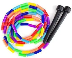 Rainbow Jump Rope with Plastic Beaded Segmentation, 7-Foot - Colorful, Nostalgic Kid Toy for Indoor/Outdoor Skipping Games & Exercise, Multi Rainbow Jump Rope with Plastic Beaded Segmentation, 7-Foot - Colorful, Nostalgic Kid Toy for Indoor/Outdoor Skipping Games & Exercise, Multi